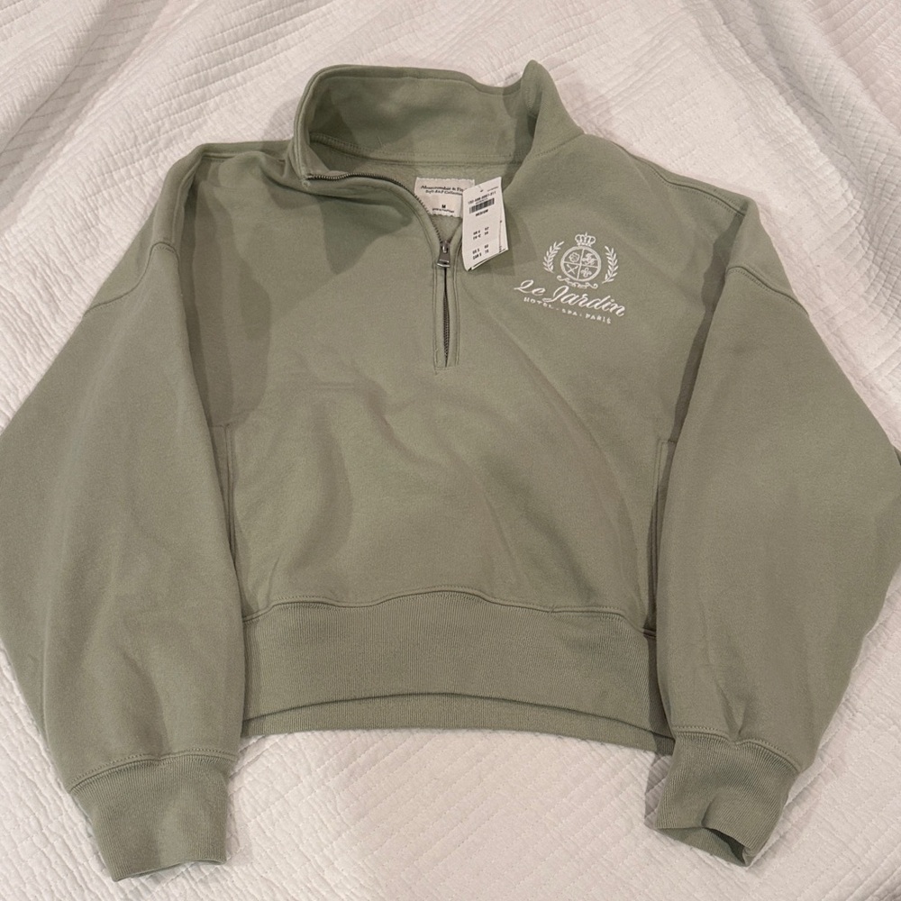 Abercrombie & Fitch Sage Green Half-Zip Sweater